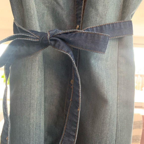 Wrangler Women’s Rodeo Denim Medium Western Cowgirl Belted Dress Blue Preowned - Picture 7 of 11